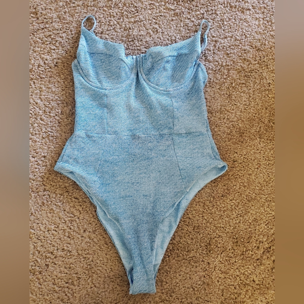 Skatie Rachel One Piece Swimsuit, Size L, Color Denim, Nwt